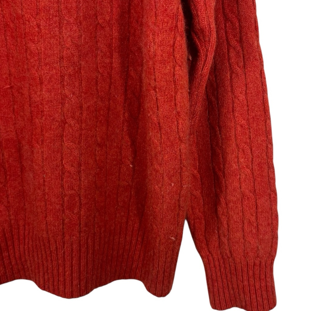 Davis & Squire 2 Ply Cable Cashmere Orange Mens Sweater Size Medium - Picture 7 of 7